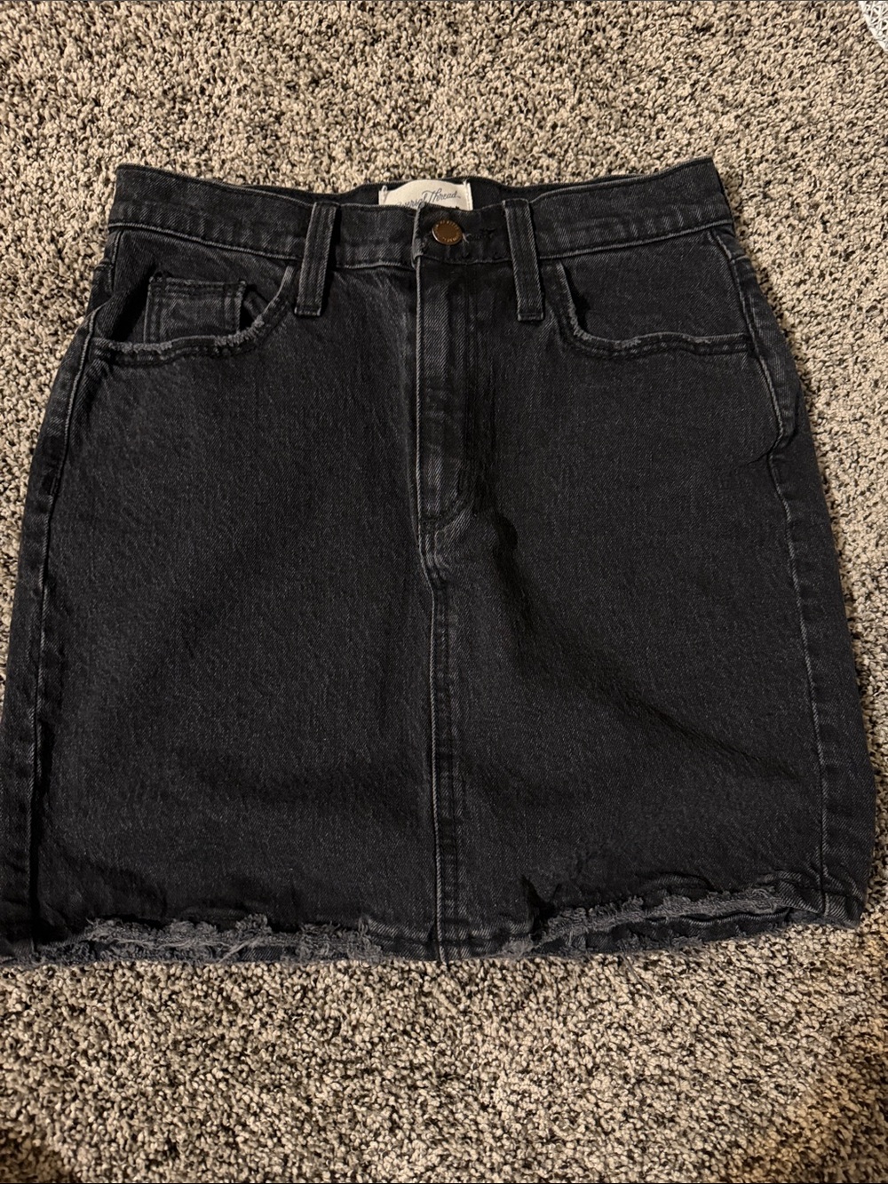 Universal Thread Black Denim Mini Skirt with Frayed Hem
